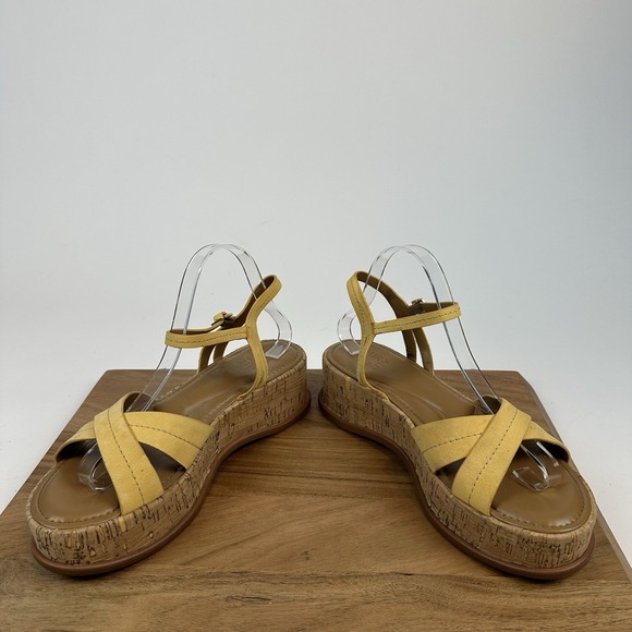 New NWOB Womens Naturalizer Rikki Yellow Suede Platform Cork Sandals‎ Size 10 M - Picture 5 of 10